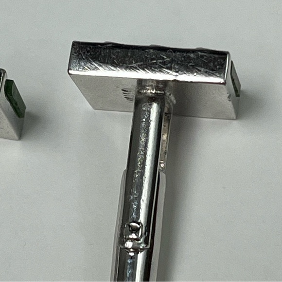 VTG Dante Jade Jadite Cuff Links Men’s cufflinks vintage silver green - Picture 6 of 12